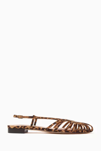 Devon Leopard-print Slingback Sandals in Faux Suede
