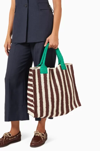 Large Sol Crochet Beach Bag in Raffia