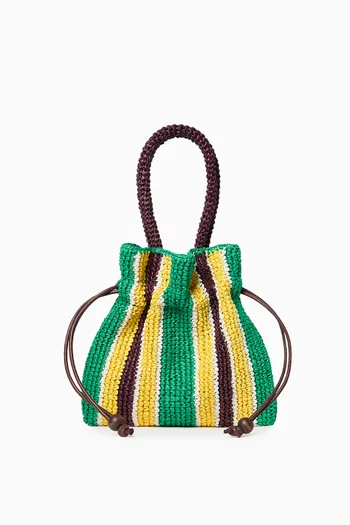 Small Kylie Drawstring Pouch in Raffia