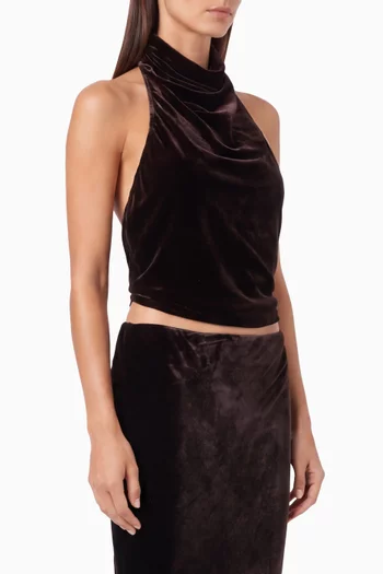 Back Wrap Top in Silk Velvet