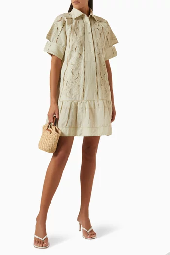 Yuddha Mini Dress in Linen-cotton