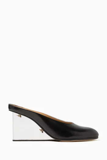 Plexi Wedge 80 Mule Pumps in Leather
