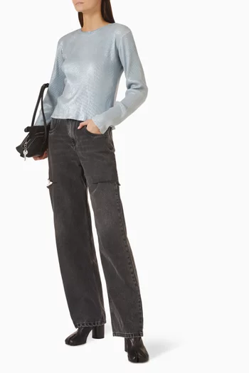 Rib-knit Shimmer Top