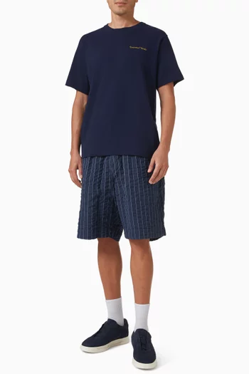 Chester Stripe Pleated Track Shorts in Cotton