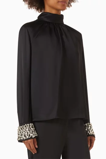 Veronica Crystal-embellished Top in Satin