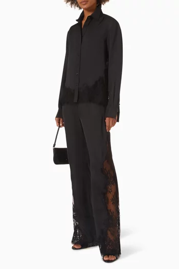 Priya Lace-panel Flared Pants in Viscose