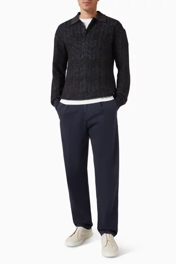 Zig Zag Polo Sweater in Knit
