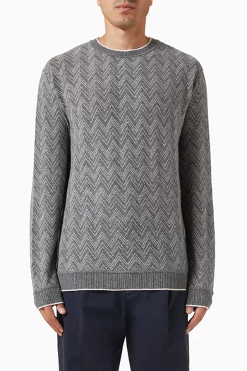 Zig Zag Crewneck Sweater in Knit