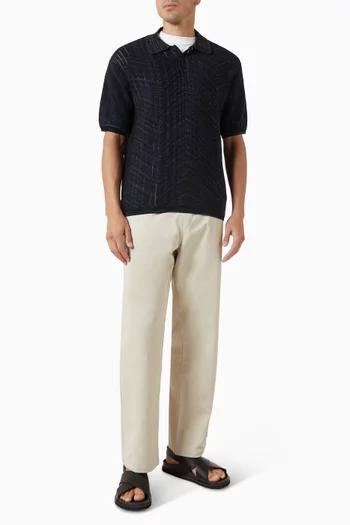 Zig Zag Polo Sweater in Knit