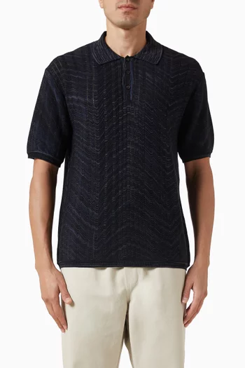 Zig Zag Polo Sweater in Knit