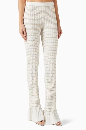 Pleated Mosaic Flared Pants