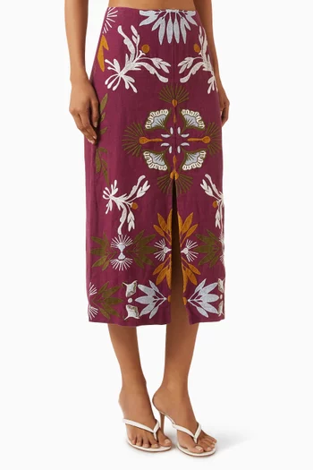 Meara Midi Skirt in Linen