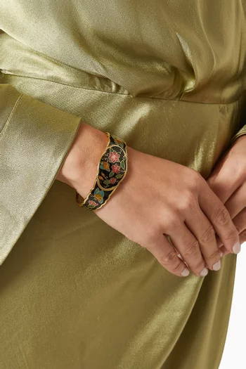 1980s Vintage Cloisonné Bracelet in Gold-plated Metal