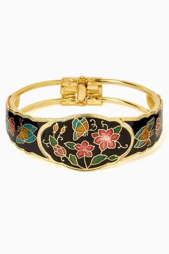 1980s Vintage Cloisonné Bracelet in Gold-plated Metal