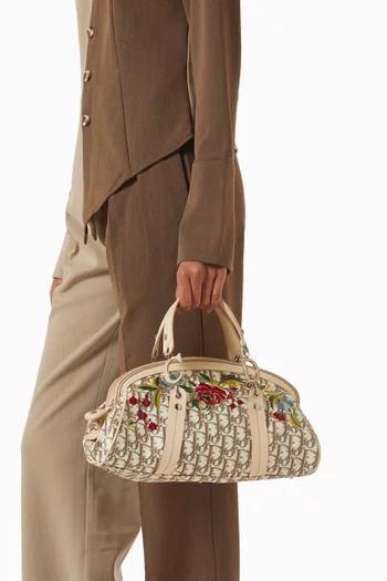 2000s Floral Diorissimo Detective Top-handle Bag in Monogram Canvas & Leather