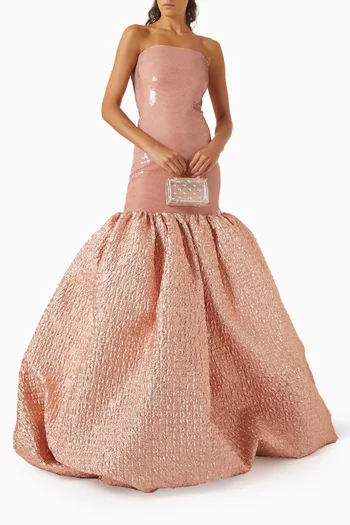 Sequin Strapless Gown