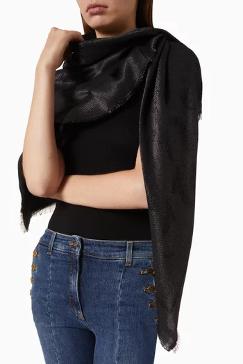 Feather-print Foulard Scarf in Lurex-blend