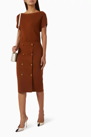 Jewel-button Knit Dress in Viscose Blend