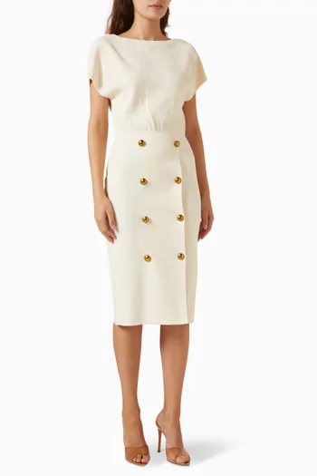 Jewel-button Knit Dress in Viscose Blend
