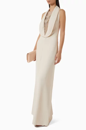 Crystal-embellished Evening Gown in Crêpe
