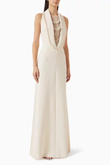 Crystal-embellished Evening Gown in Crêpe