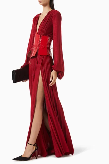 Bustier-belt Dress in Lamé-effect Jersey