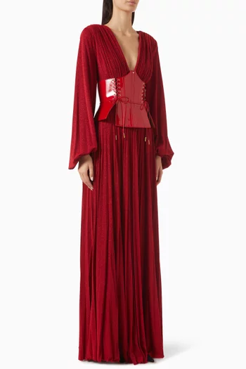 Bustier-belt Dress in Lamé-effect Jersey