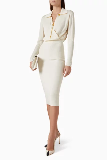 Polo-collar Midi Dress in Knit