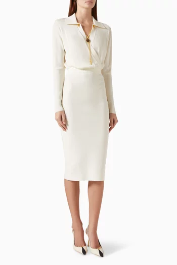 Polo-collar Midi Dress in Knit