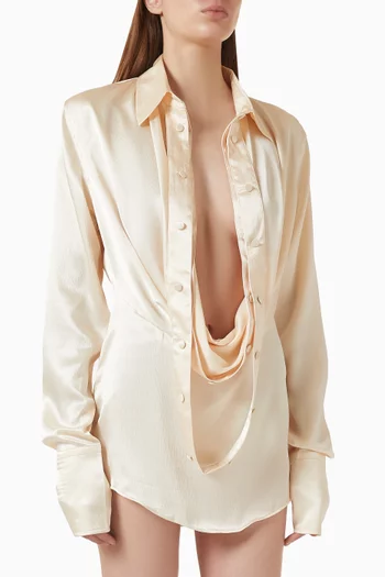 Draped Mini Shirtdress