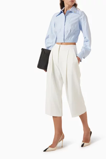 Crop Wide-leg Pants in Crepe