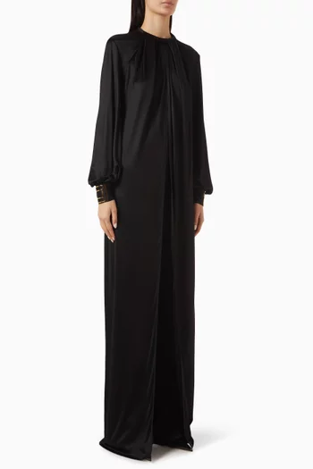 بلوزة طويلة بدرابيه جيرسيه لامع