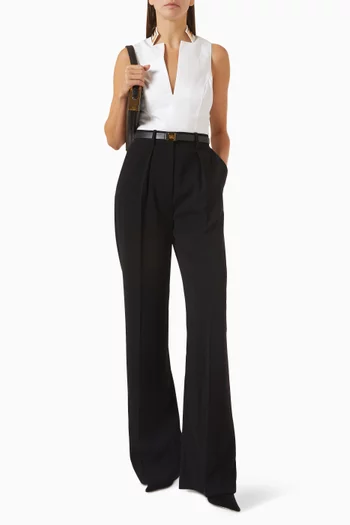 Belted Wide-leg Pants in Crepe