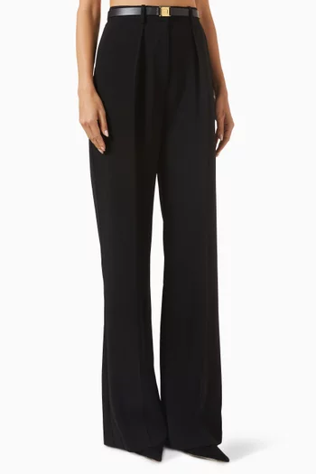 Belted Wide-leg Pants in Crepe