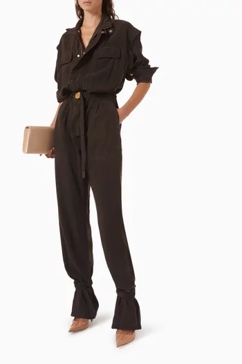 Belted Jumpsuit in Denim