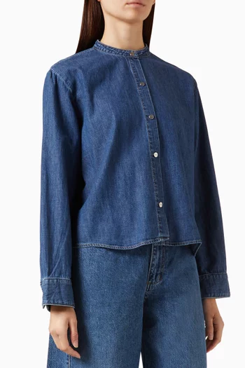 Stand Collar Shirt in Denim