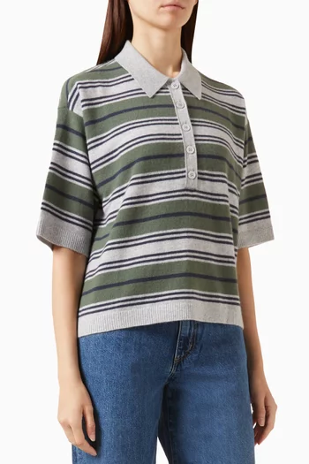 Striped Polo Sweater in Cashmere