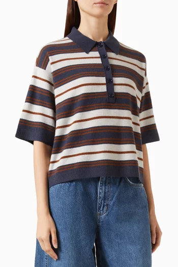 Striped Polo Sweater in Cashmere