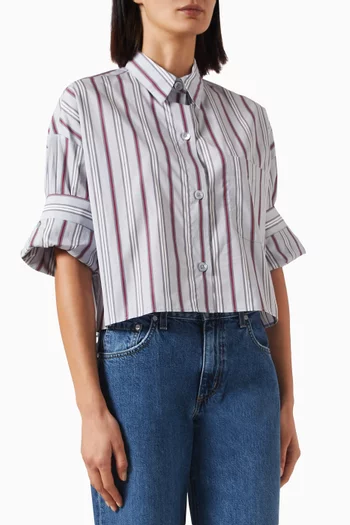 Next Ex Striped Crop Shirt in Cotton Poplin