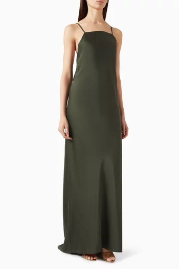 Scoop Back Slip Maxi Dress in Stretch Superwashed Silk