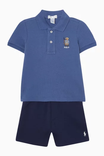 Graphic Polo Shirt in Cotton Mesh