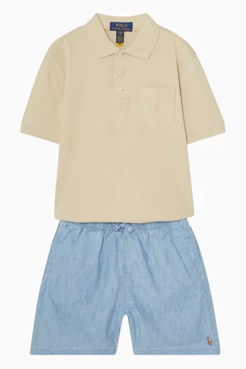 Polo T-Shirt in Cotton Mesh