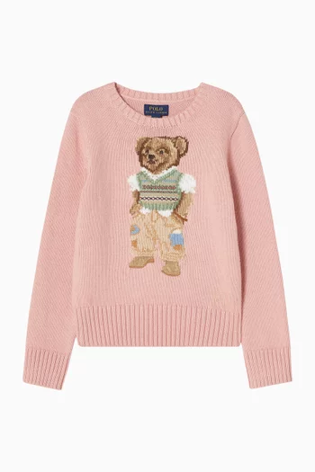 Bear Graphic Sweater in Cotton