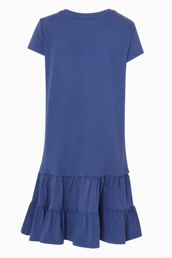 Logo & Bear Print T-shirt Dress in Cotton
