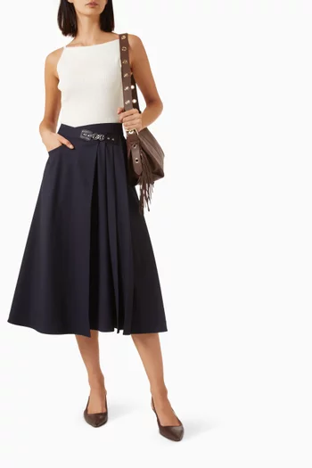 Belt-detail Skirt in Wool Blend