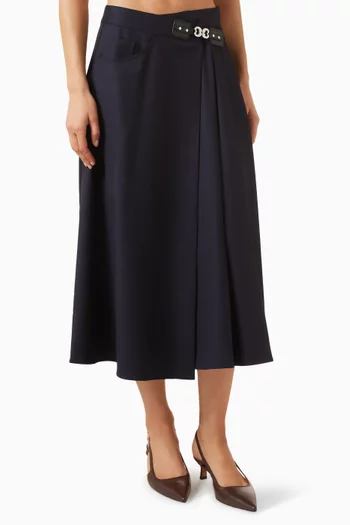 Belt-detail Skirt in Wool Blend