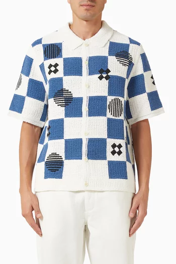 Porto Square Crochet Knitted Shirt in Cotton