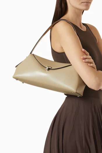 Small T-lock Shoulder Bag in Smooth Leather