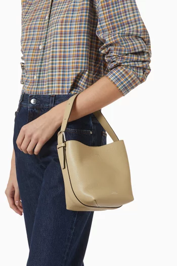 Small Belted Bucket Bag in Grained Cow Leather