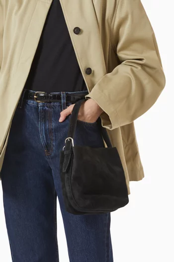 Small Belted Bucket Bag in Suede